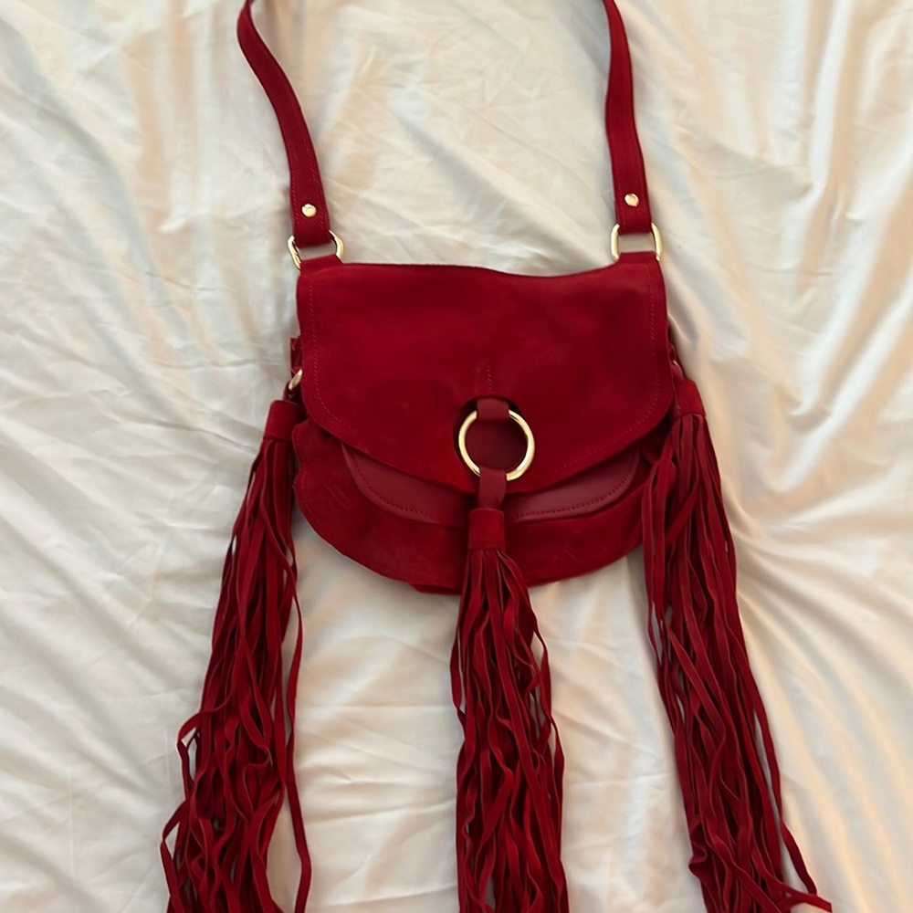 Once used real leather red bag